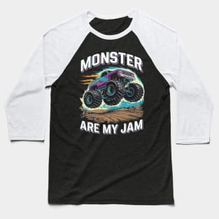 Monster Trucks Are My Jam Monster Truck Baseball T-Shirt